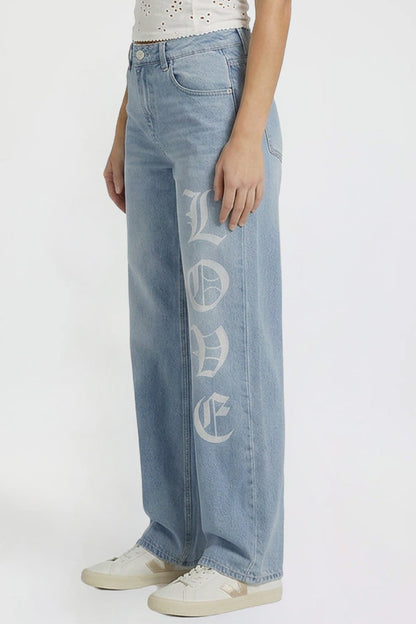 Relaxed Super Wide Love Print Jeans