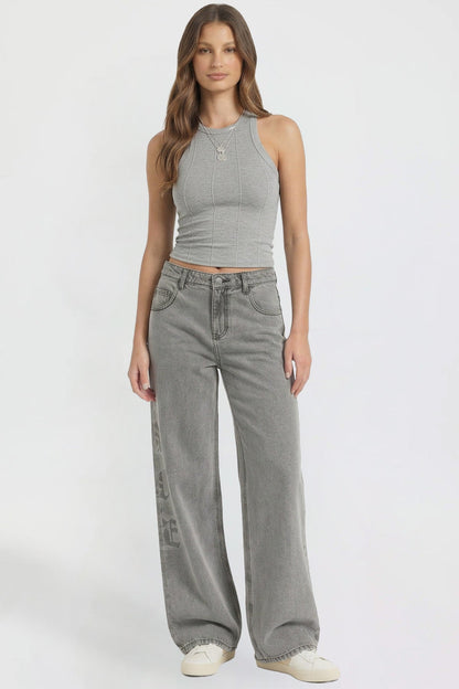 Relaxed Super Wide Love Print Jeans
