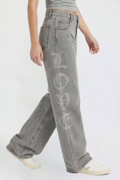 Relaxed Super Wide Love Print Jeans
