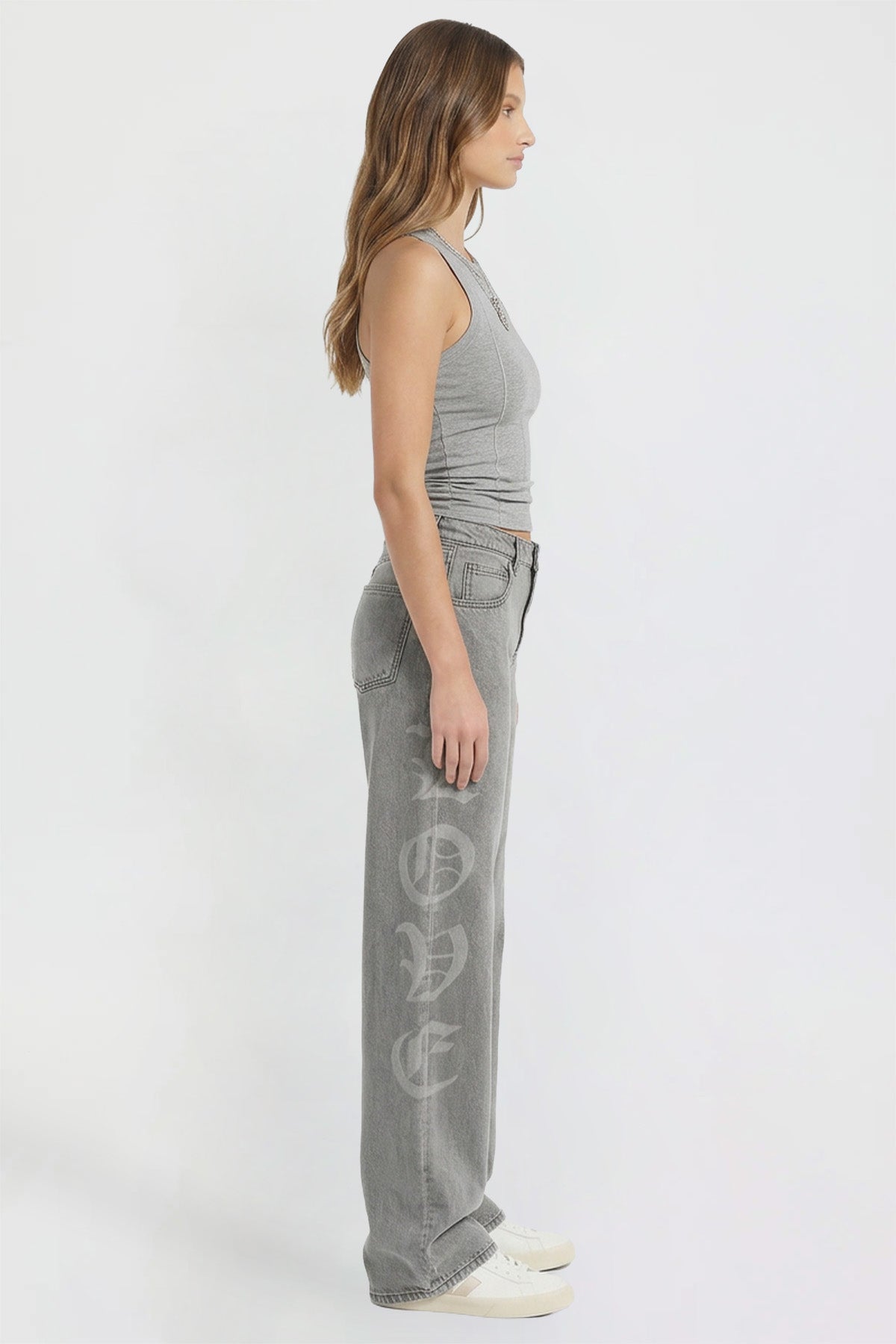 Relaxed Super Wide Love Print Jeans