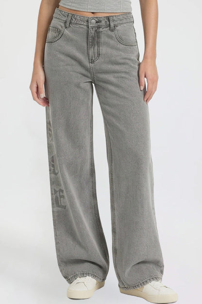 Relaxed Super Wide Love Print Jeans
