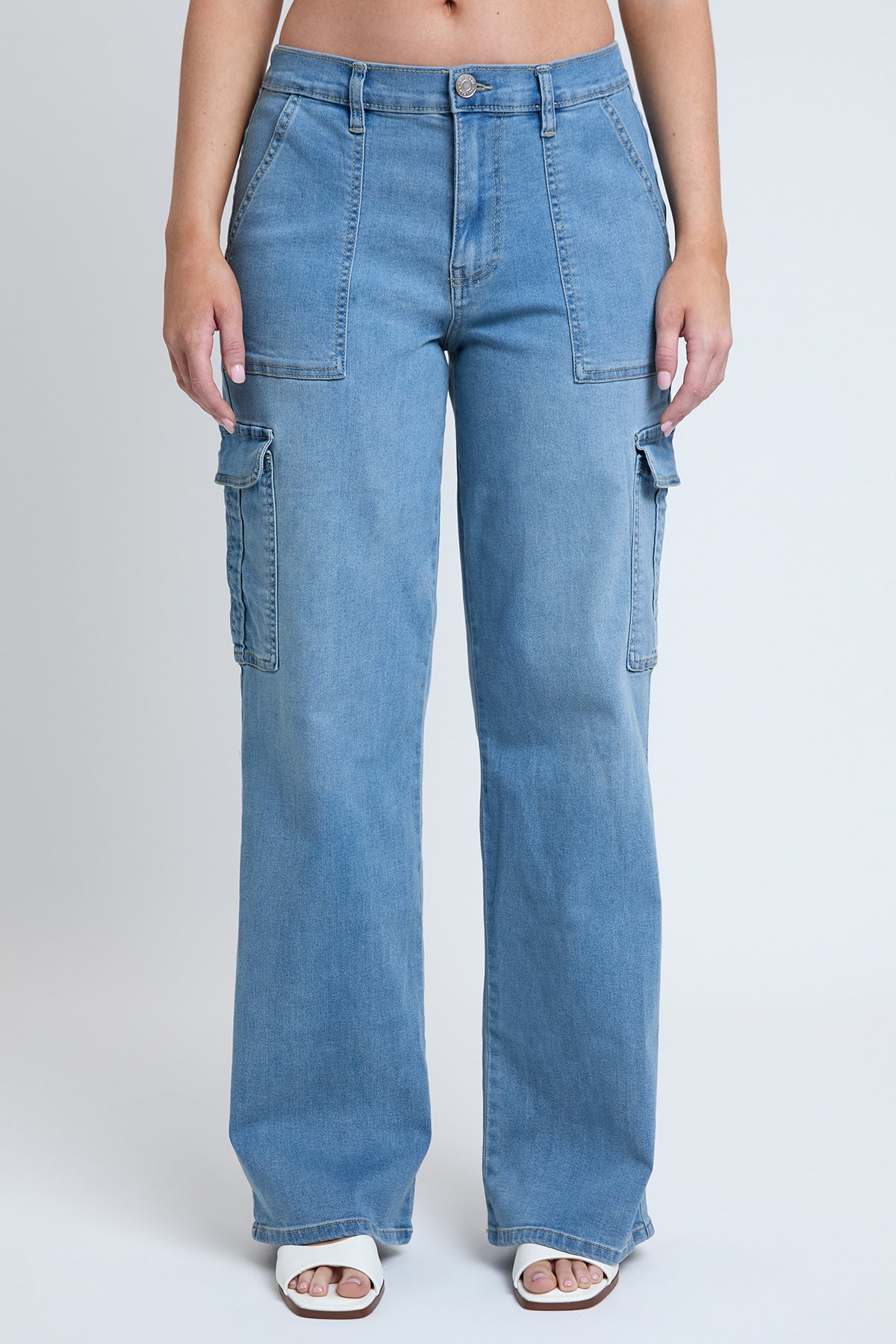 Elastic Waist Straight  Cargo Jean