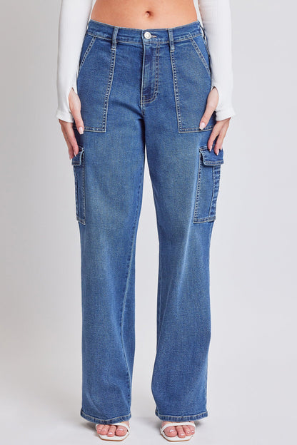 Elastic Waist Straight  Cargo Jean