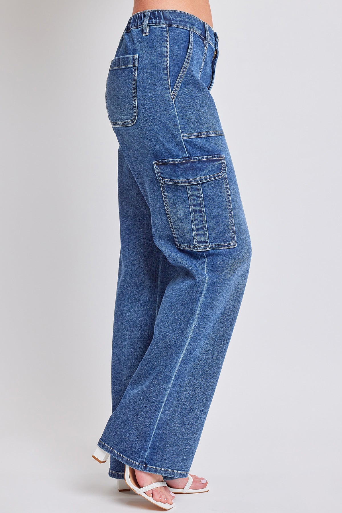 Elastic Waist Straight  Cargo Jean
