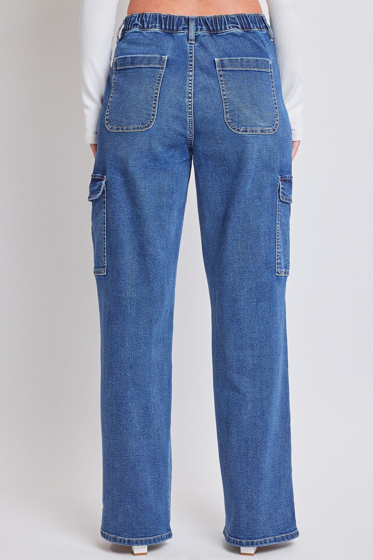 Elastic Waist Straight  Cargo Jean