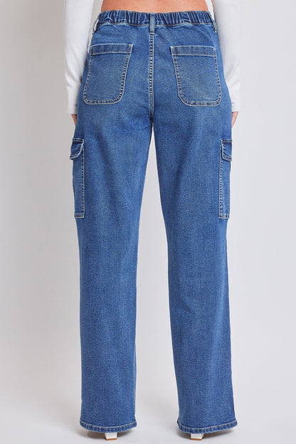 Elastic Waist Straight  Cargo Jean