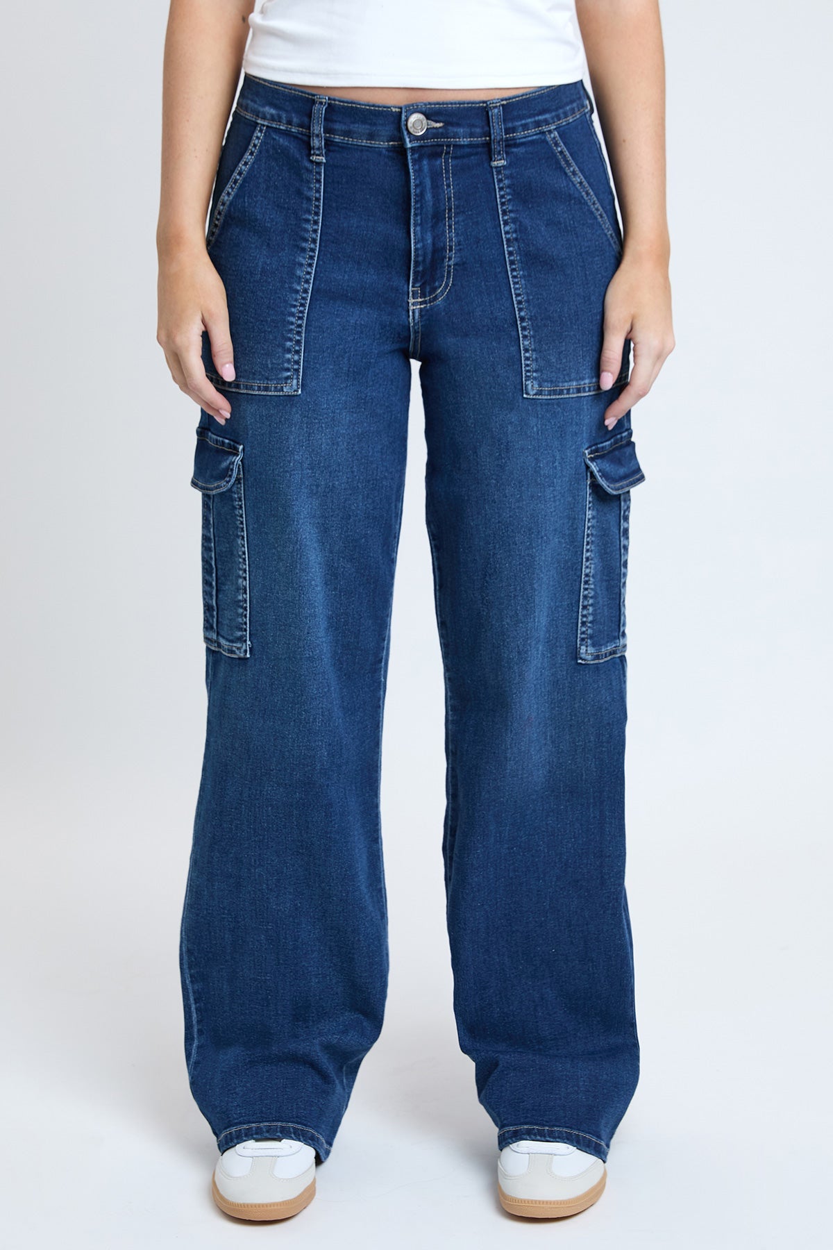 Elastic Waist Straight  Cargo Jean
