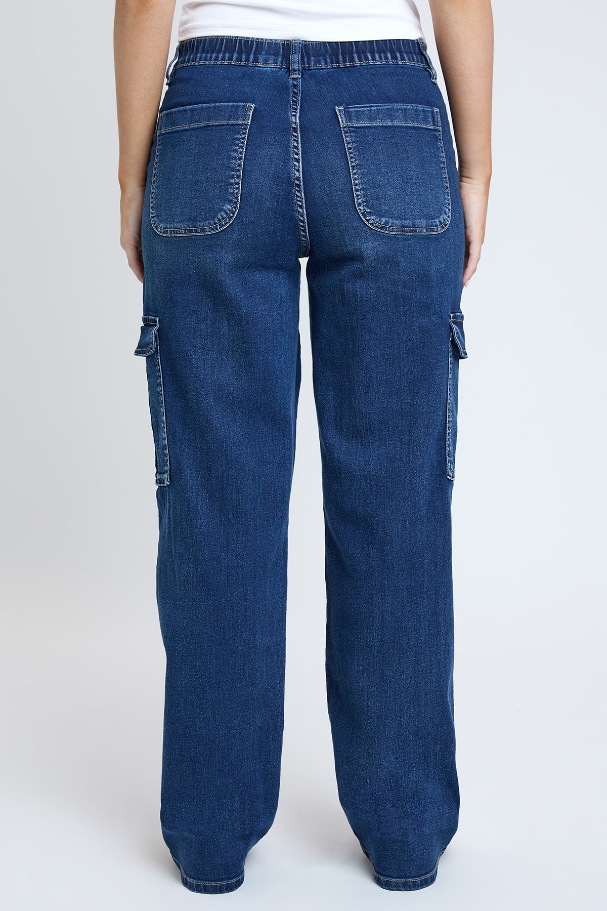 Elastic Waist Straight  Cargo Jean
