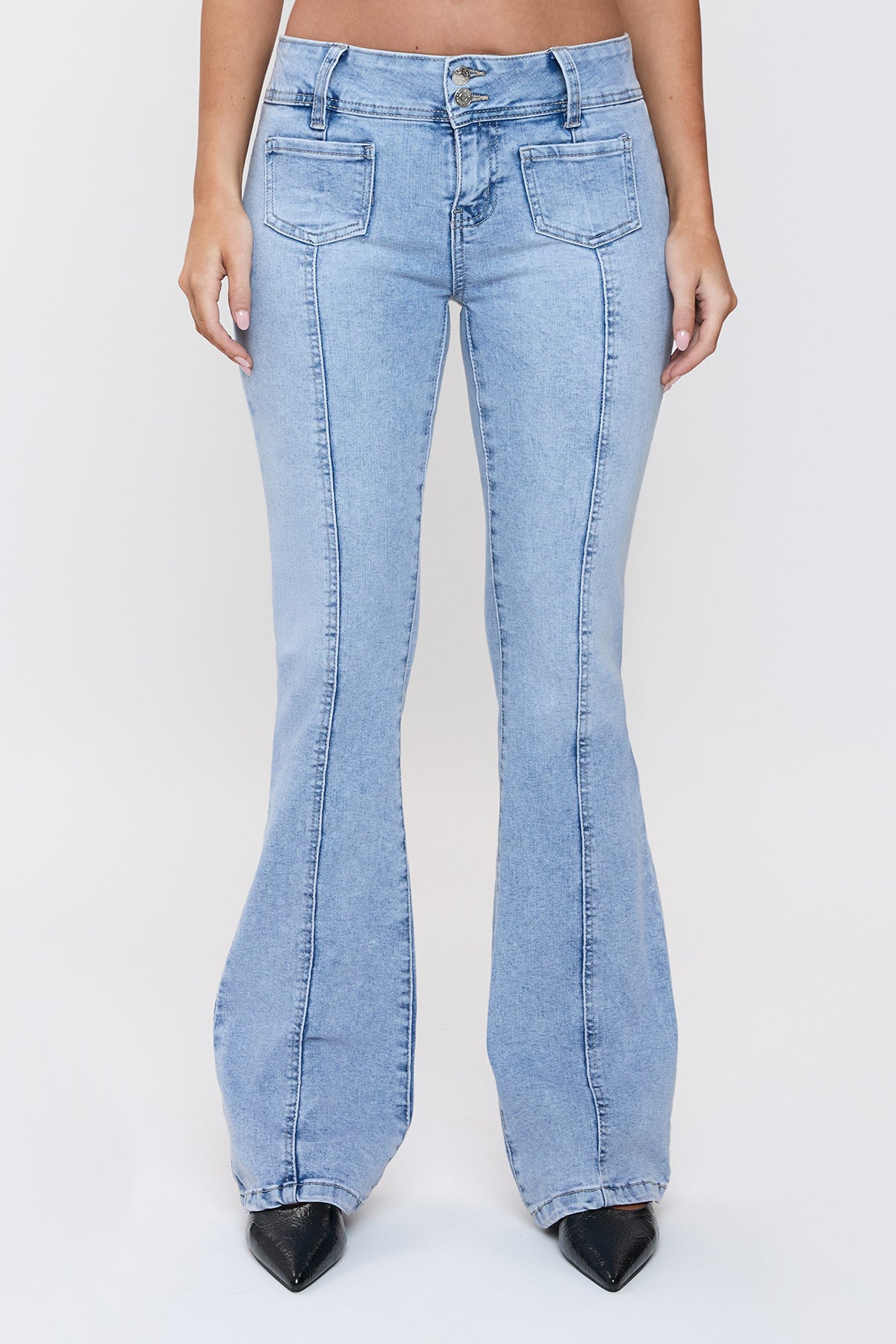 Patch Pocket Flare Jeans