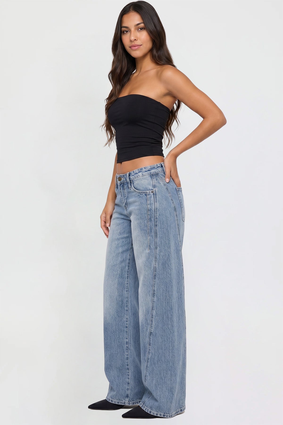 Joey Seamed Ultra Wide Leg Jeans
