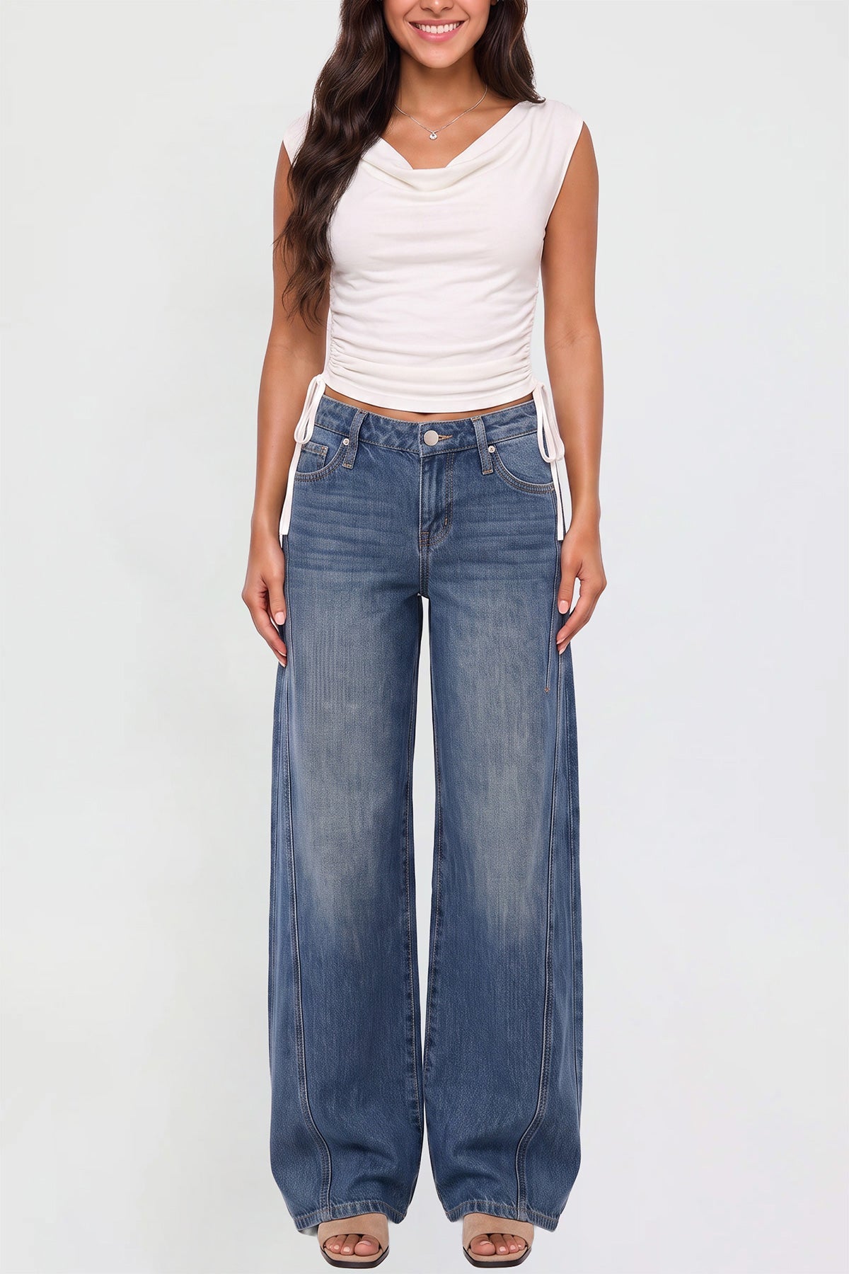 Joey Seamed Ultra Wide Leg Jeans