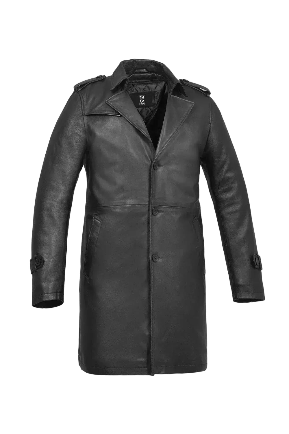 Black leather coat on a light gray background