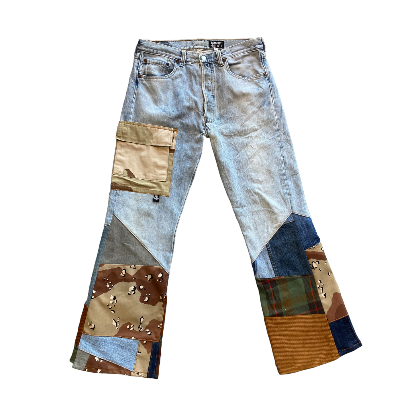 Mixed Camouflage Flare Jeans