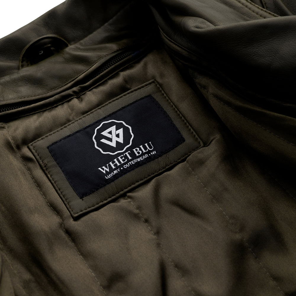 Queens Leather Jacket | Army Green