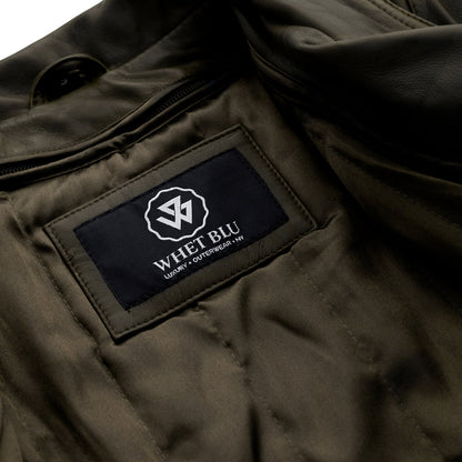 Queens Leather Jacket | Army Green