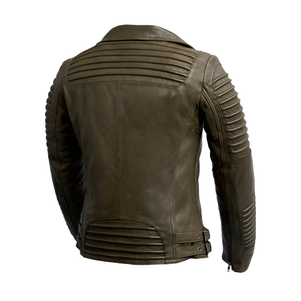 Queens Leather Jacket | Army Green