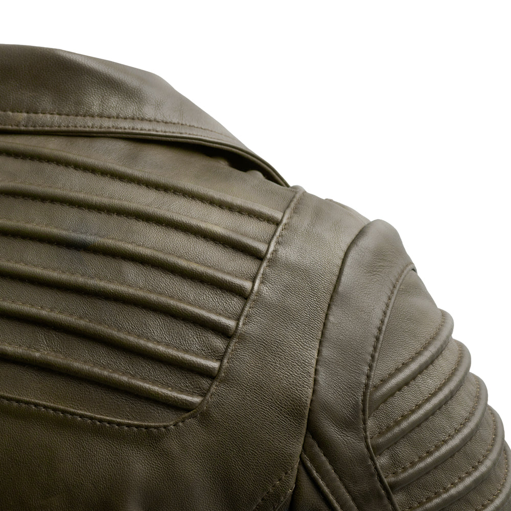 Queens Leather Jacket | Army Green