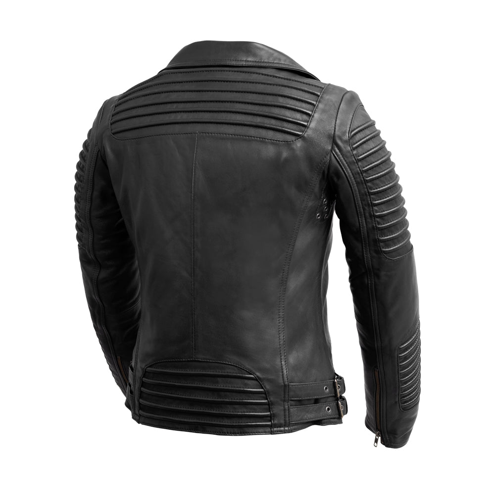 Black women's lambskin leather moto jacket alternate view | KRIFFA
