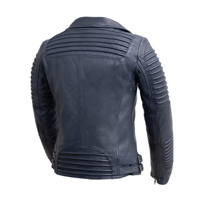 Queens Leather Jacket | Navy Blue
