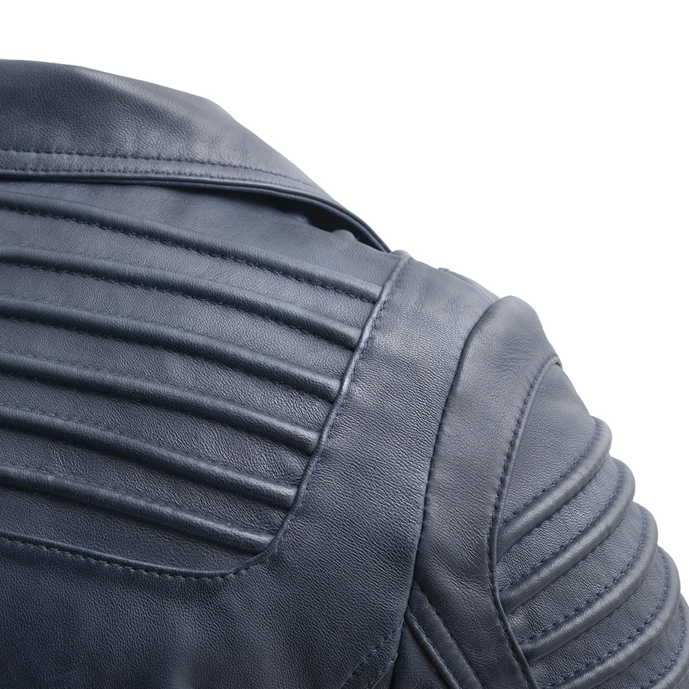Queens Leather Jacket | Navy Blue