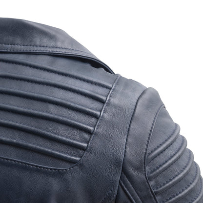 Queens Leather Jacket | Navy Blue