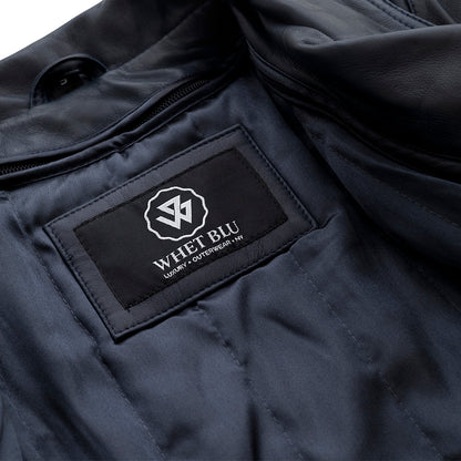 Queens Leather Jacket | Navy Blue