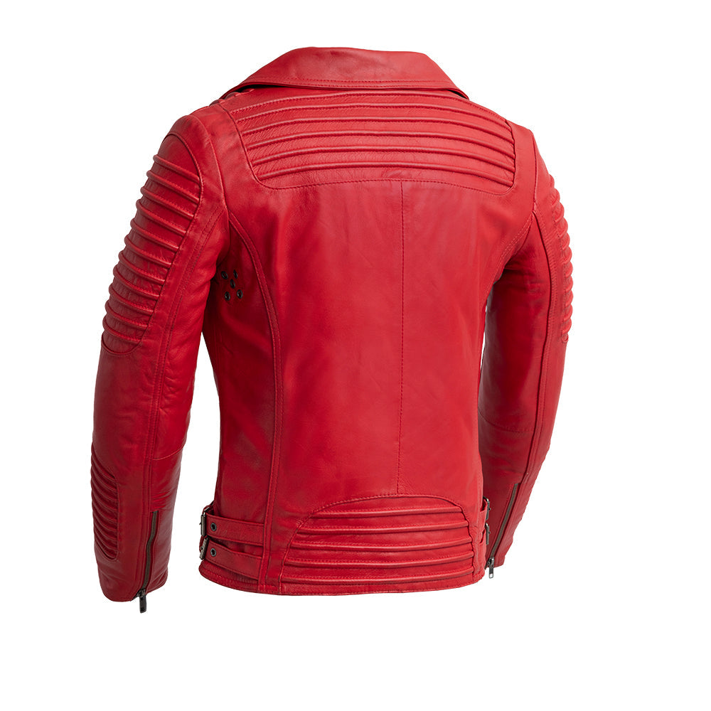 Queens Women's Fashion Leather Jacket, Fire Red