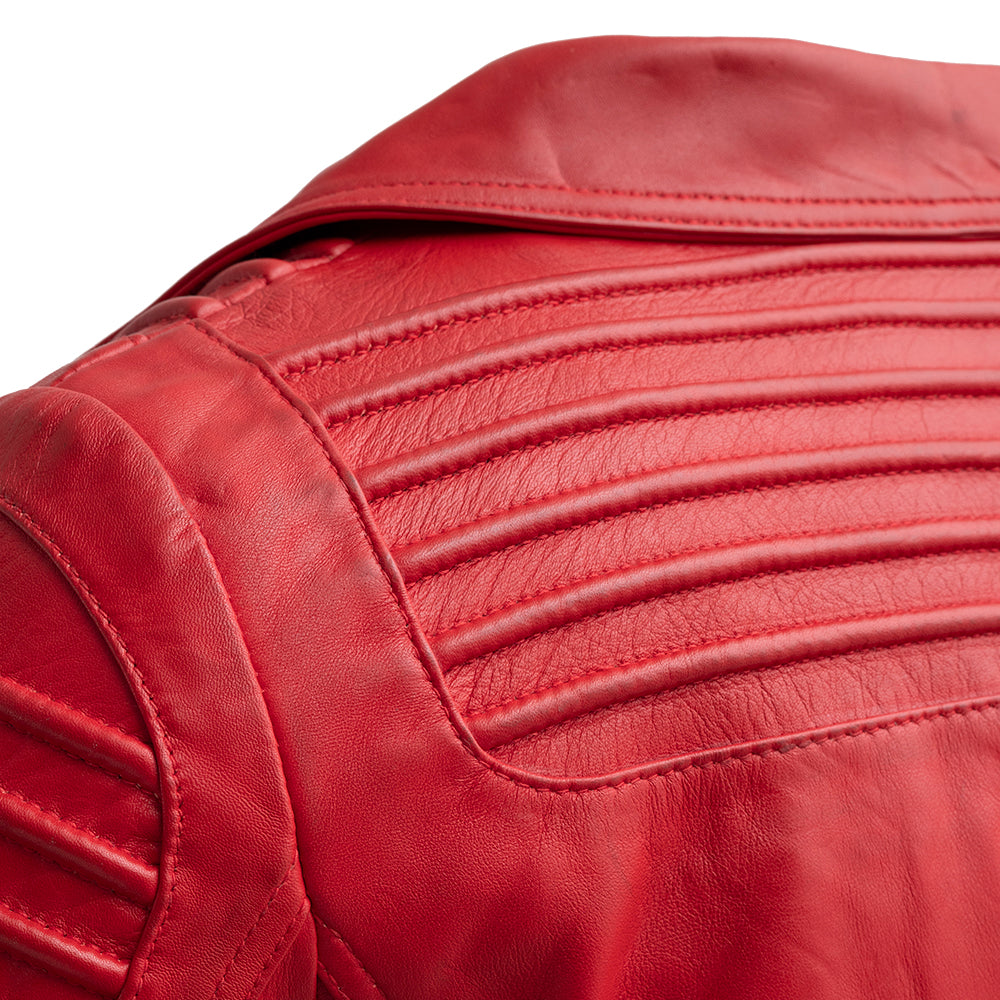 Queens Women's Fashion Leather Jacket, Fire Red