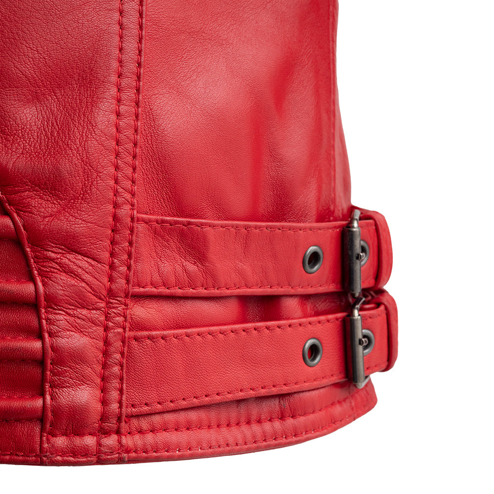 Queens Women's Fashion Leather Jacket, Fire Red