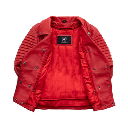 Queens Women's Fashion Leather Jacket, Fire Red