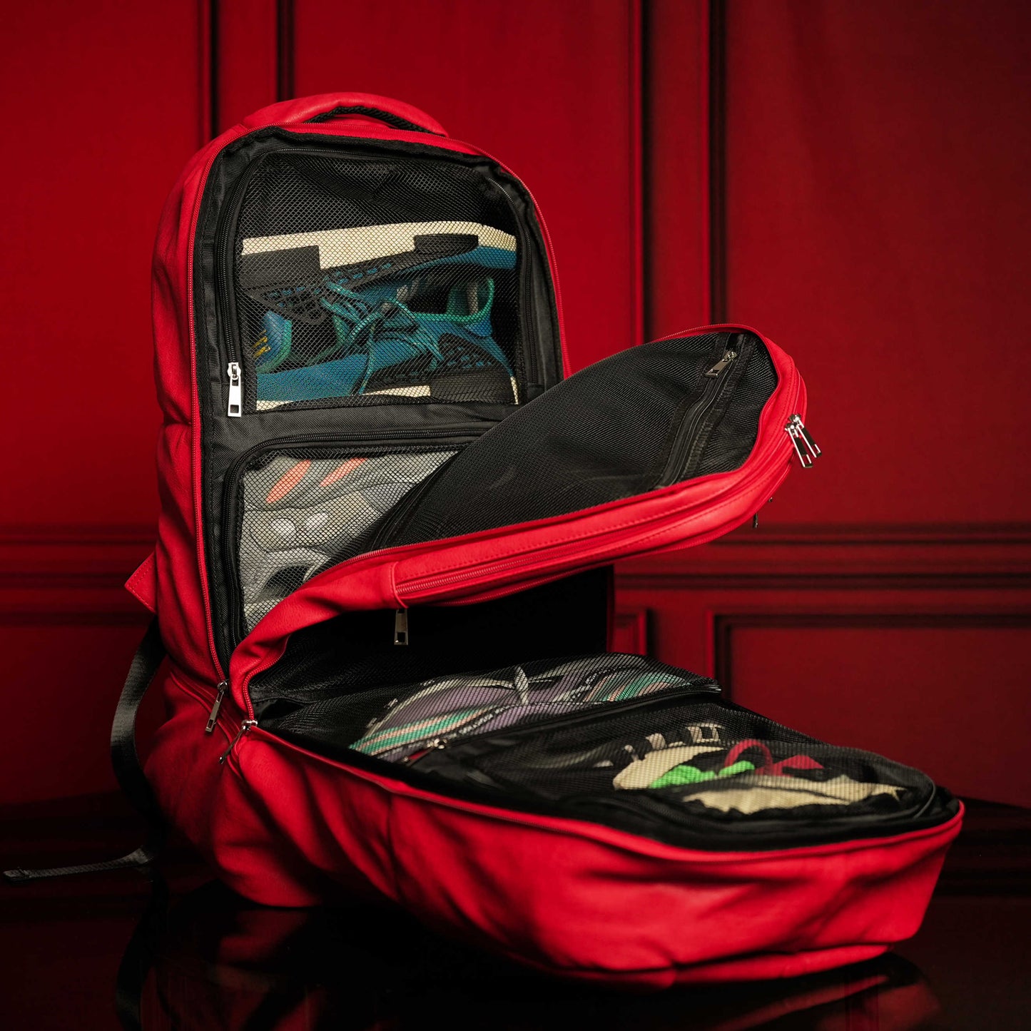 Leather Luxury Carry-On Backpack | Red