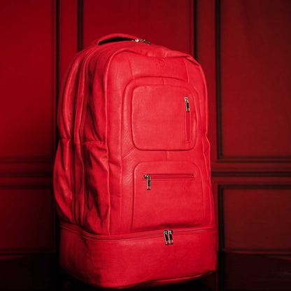 Leather Luxury Carry-On Backpack | Red