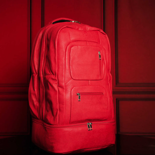 Leather Luxury Carry-On Backpack | Red