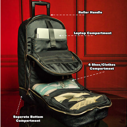 Grey Leather Carry-On Roller Bag