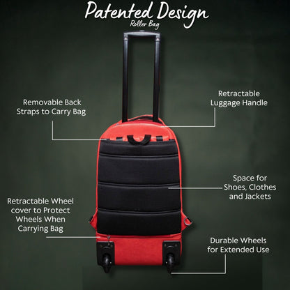 Grey Leather Carry-On Roller Bag