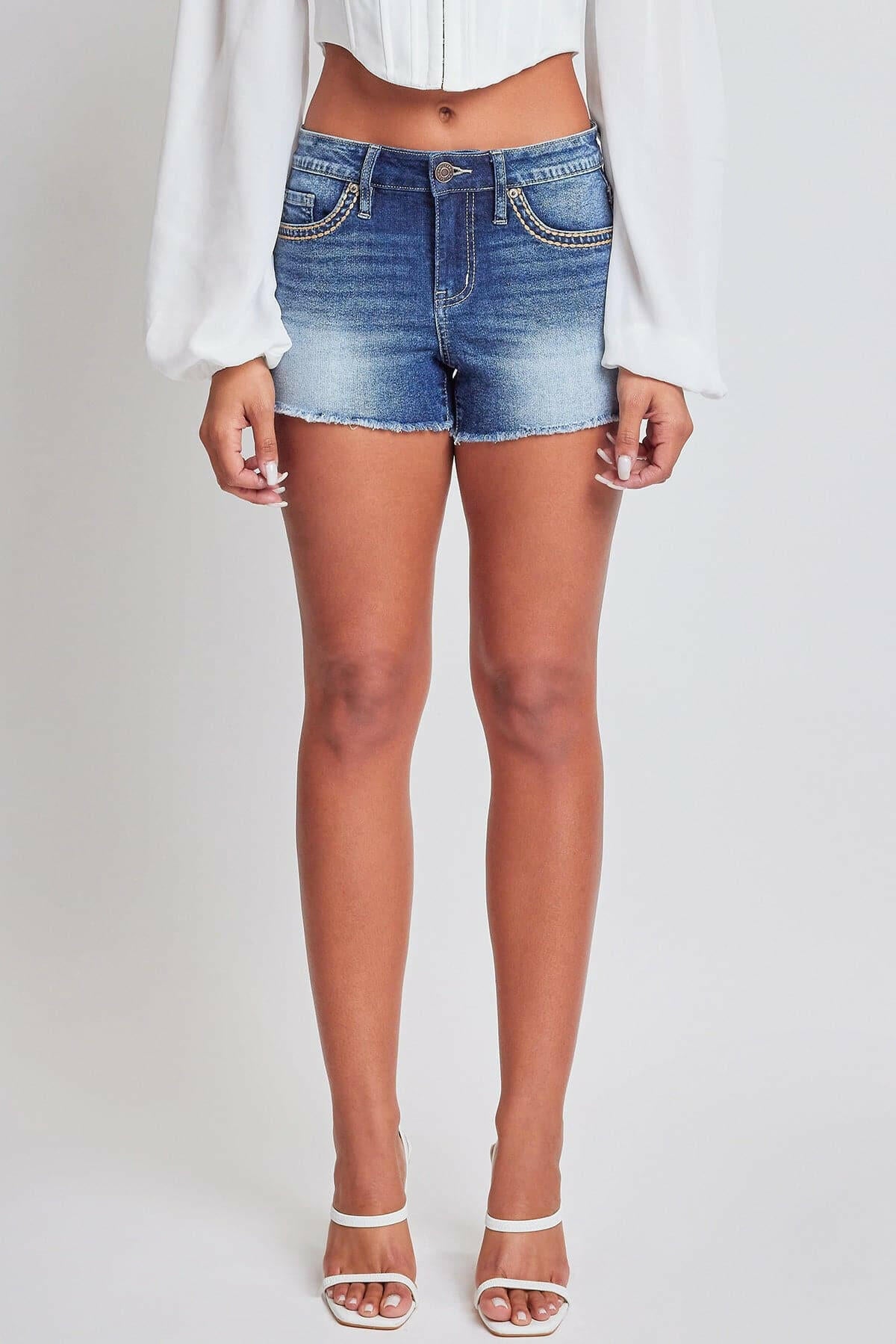 Heavy Stitch Embroidered Frayed Shorts