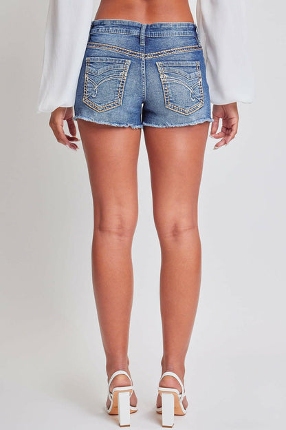 Heavy Stitch Embroidered Frayed Shorts