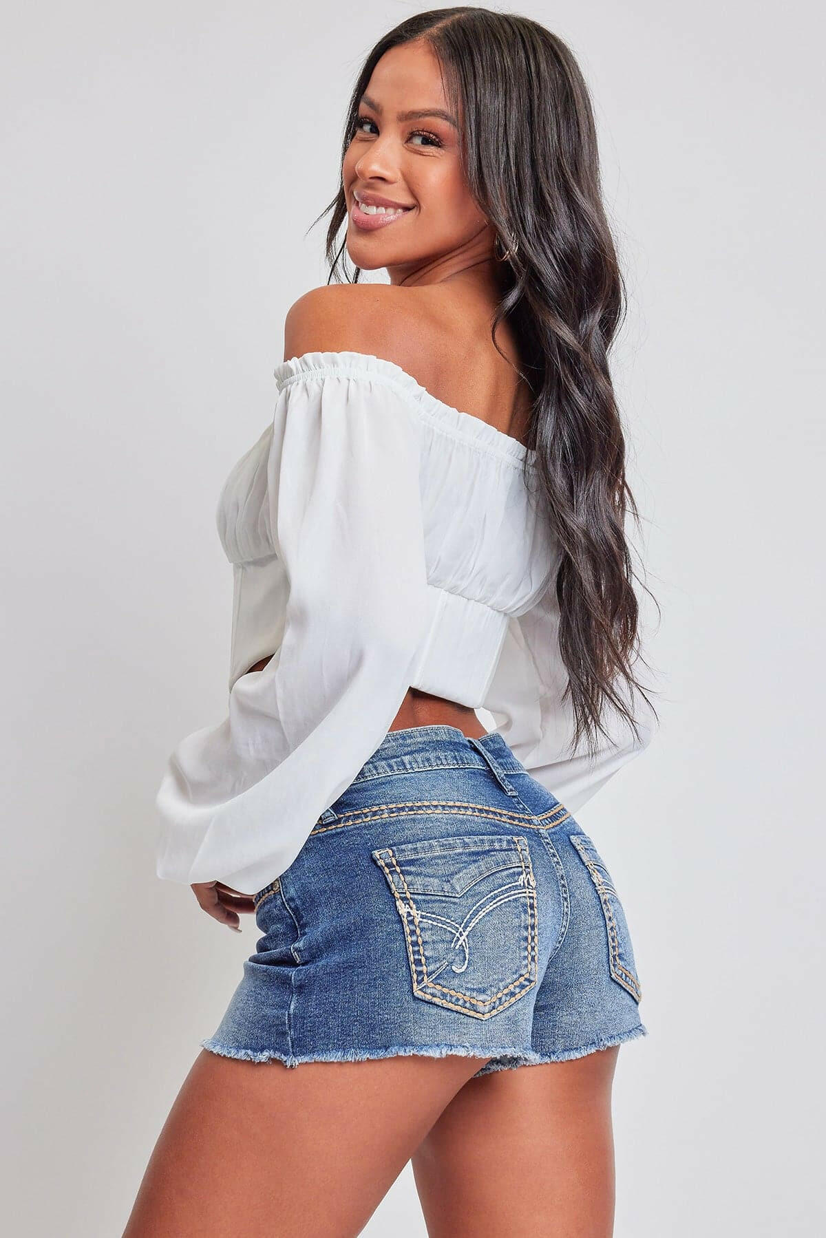 Heavy Stitch Embroidered Frayed Shorts