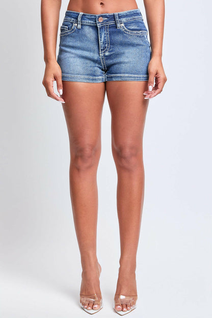 Mid Rise Heavy Stitch Floral Embroidered Shorts