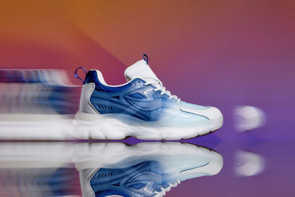 CALTO - S3861 - 2.6 Inches Taller (White/Navy) - Chunky Sole Sporty Sneakers