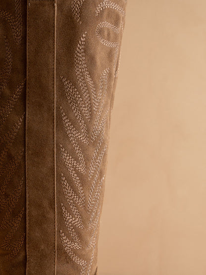 The Samara | Brown Embroidered Tall Cowgirl Boot