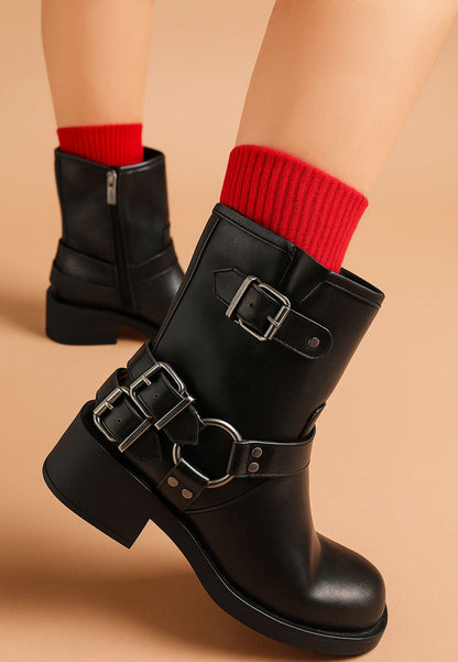 Caribou Harness Detail Biker Boots