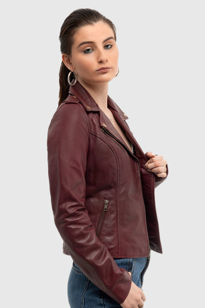 Harper Women's Lambskin Leather Moto Jacket