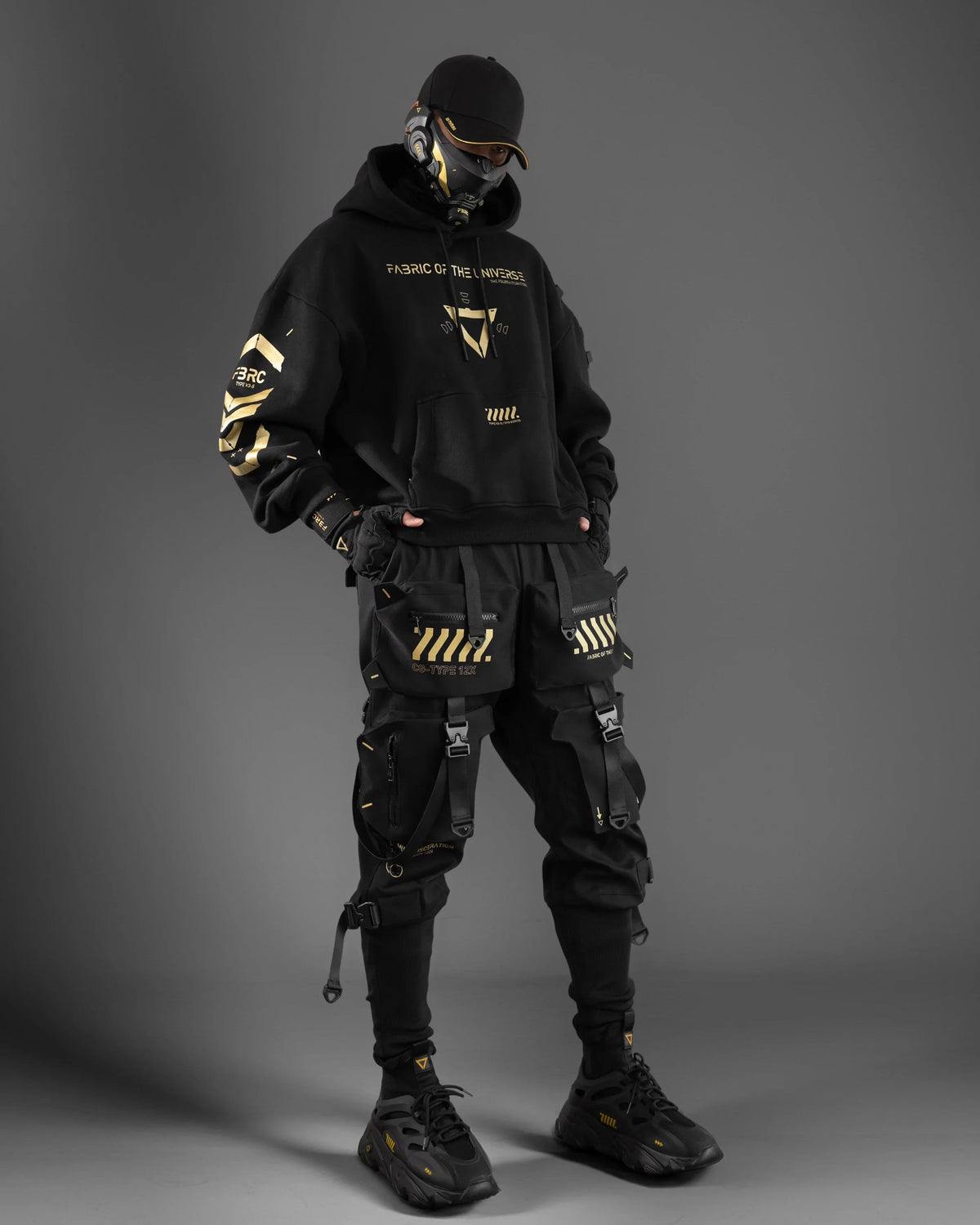 V3-S Black Gold Oversized Hoodie