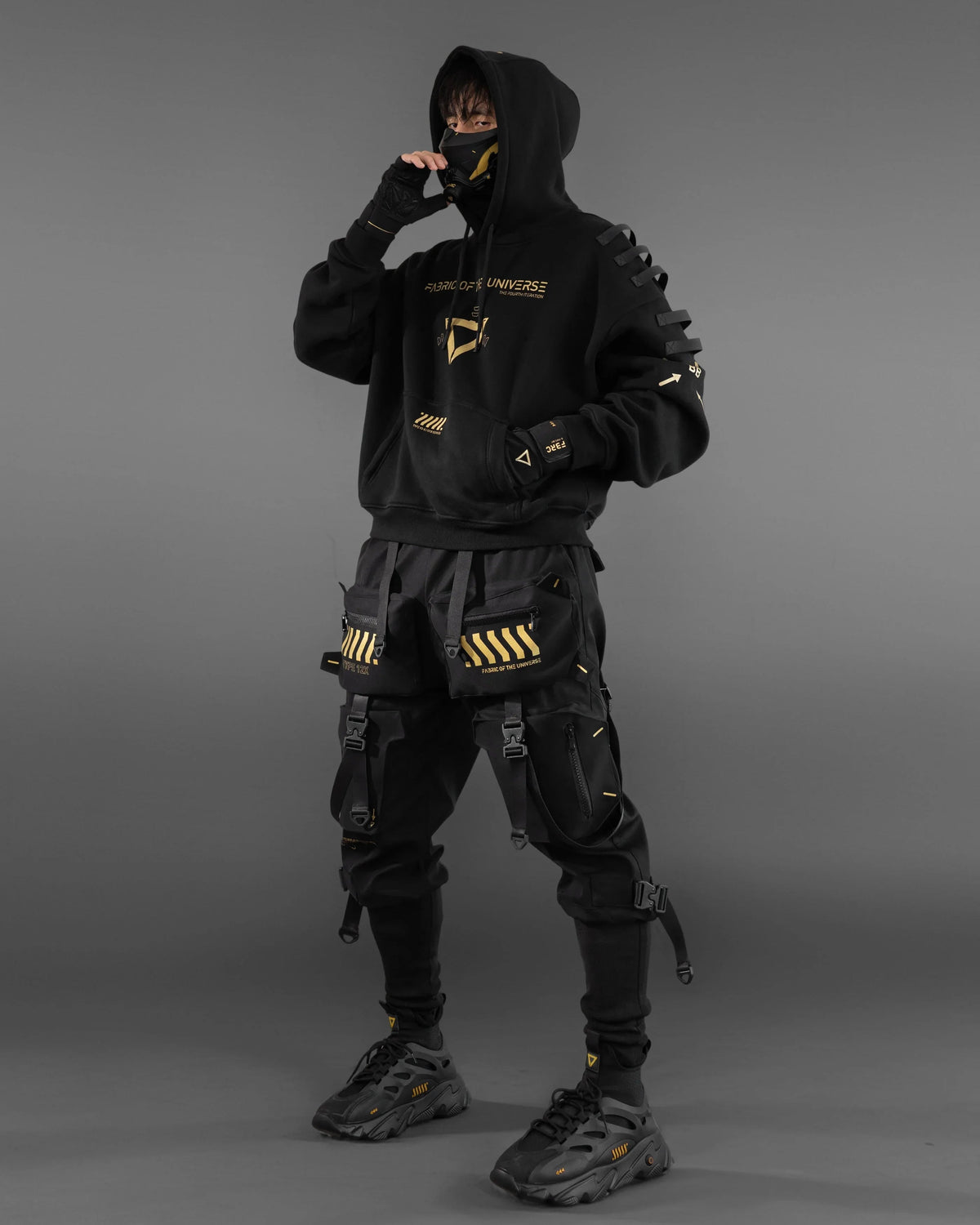 V3-S Black Gold Oversized Hoodie