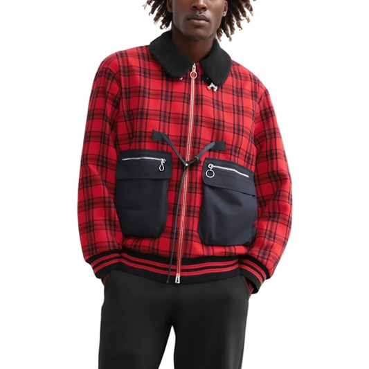 Sherpa Collar MA2 Bomber Jacket | Red
