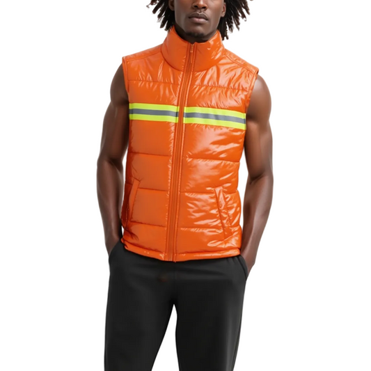 Zip-Up Puffer Vest | Orange