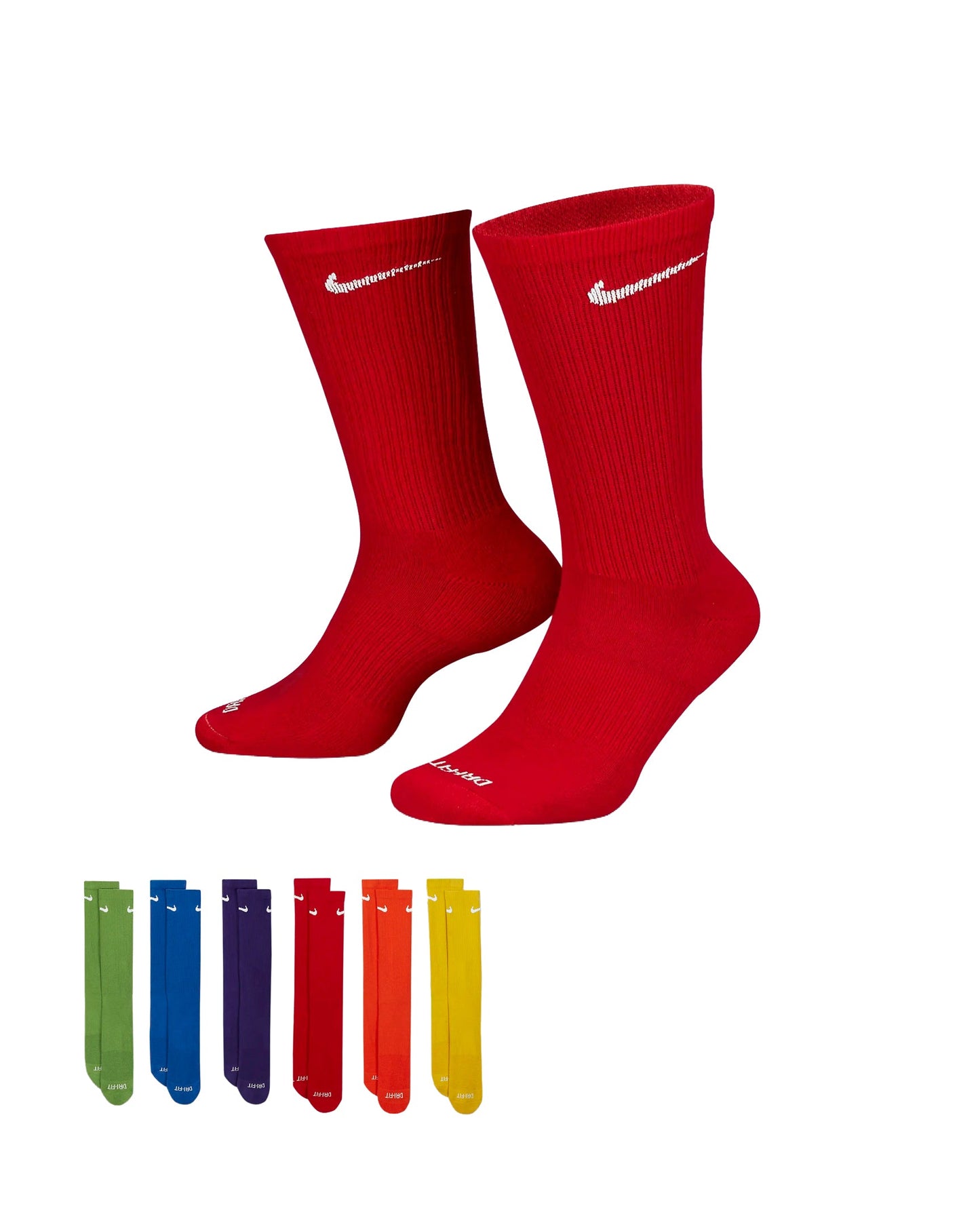 Dri-Fit 6-Pack Cushioned Crew Socks - Rainbow
