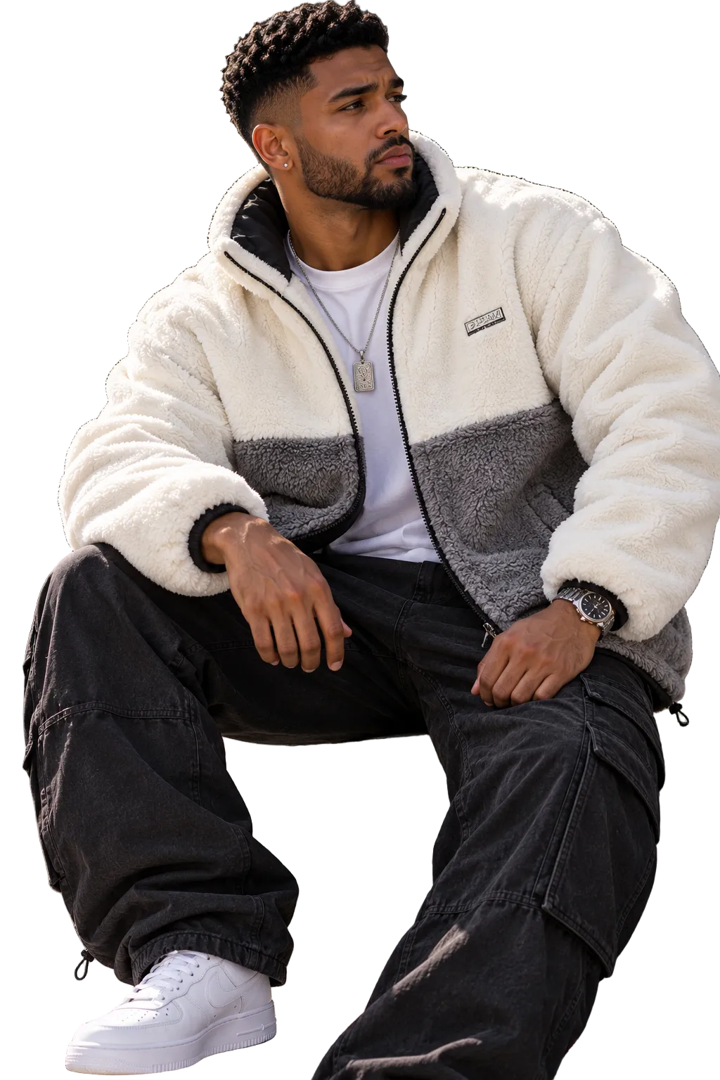 Reversible Color-Block Faux Fur Fleece Zip-Up Coat — featured product image | KRIFFA
