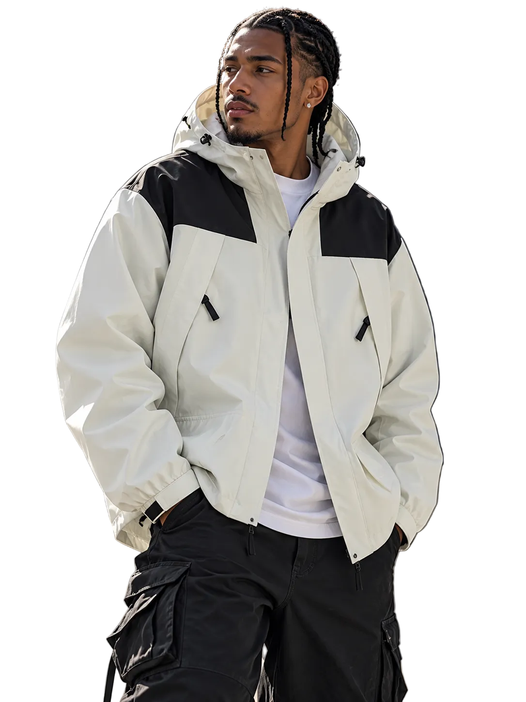 Color Block Hooded Windbreaker Jacket